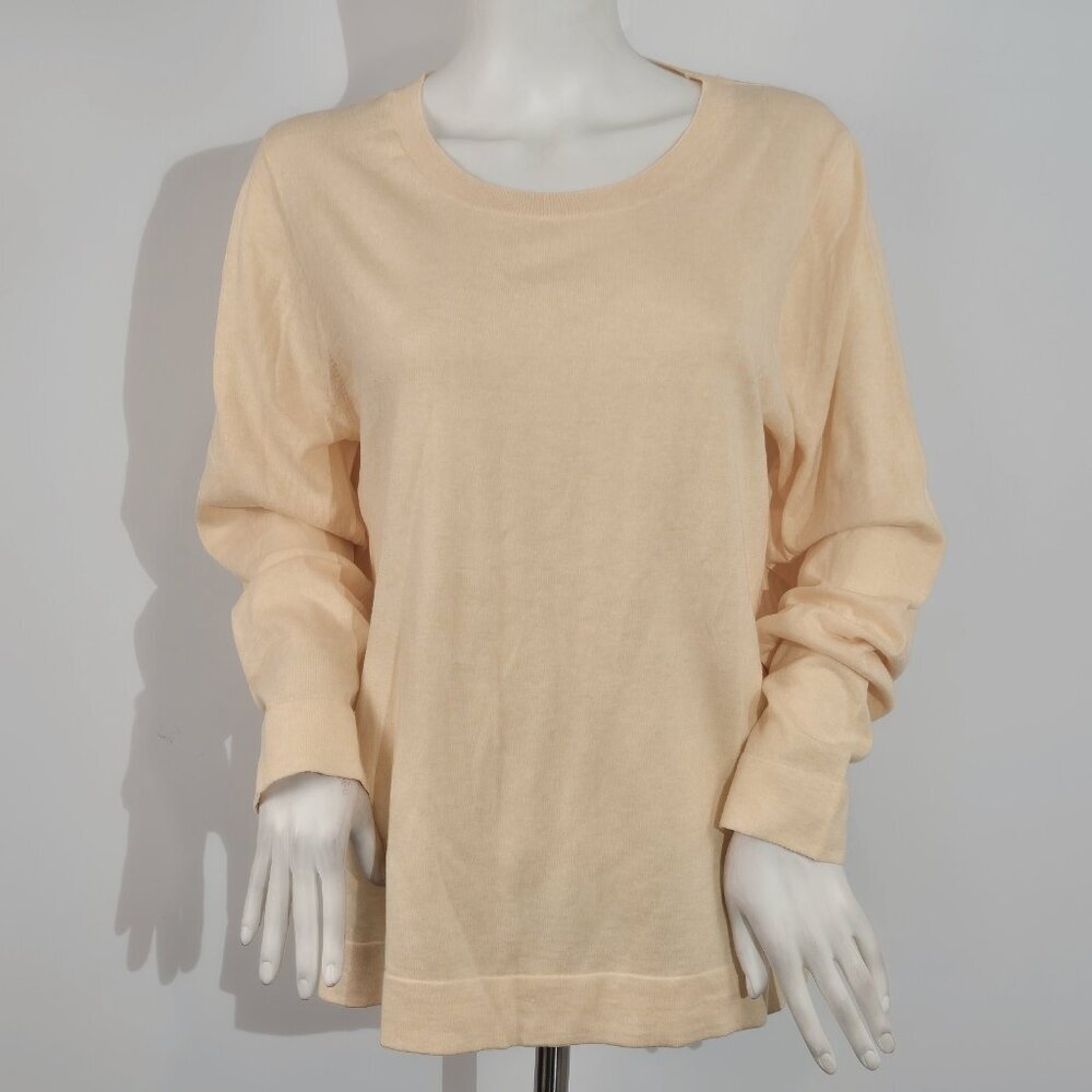 J Crew Women's Size XL Cotton Teddie Sweater Yellow Round Neck (61)